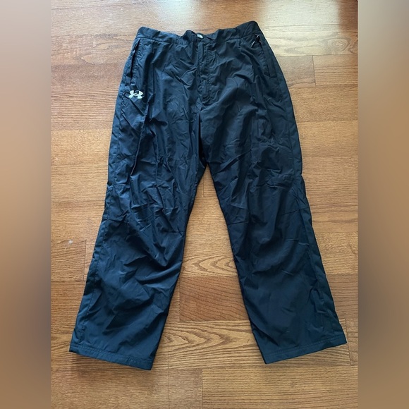 Under Armour Mens Black Nylon Lined Waterproof Windproof Pants XL Performance - Picture 1 of 13